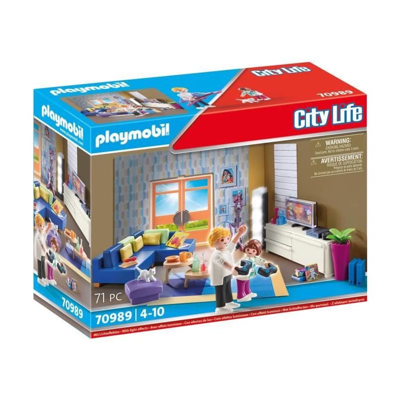 Playmobil Family Room – Modern House Living Space with Light, TV & Wallpaper Templates