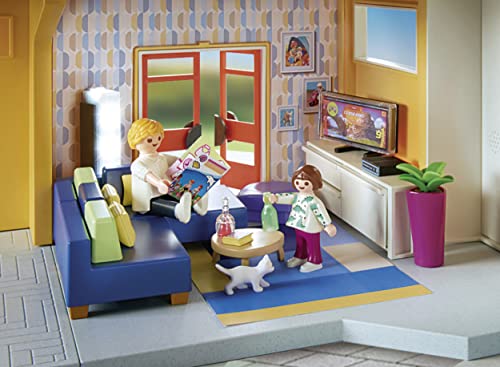 Playmobil Family Room – Modern House Living Space with Light, TV & Wallpaper Templates
