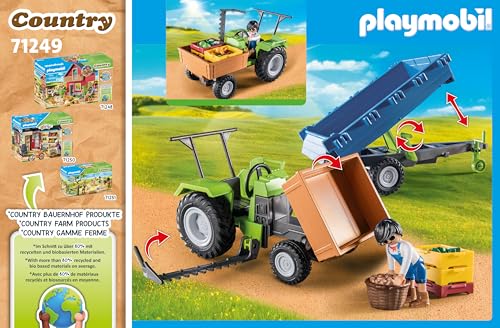 Playmobil Harvester Tractor with Trailer – Farm Playset for Ages 4-10