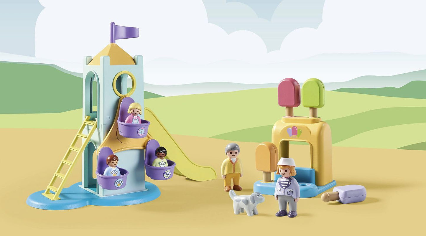 Playmobil 1.2.3 Adventure Tower with Ice Cream Booth | Toddler-Friendly Playset