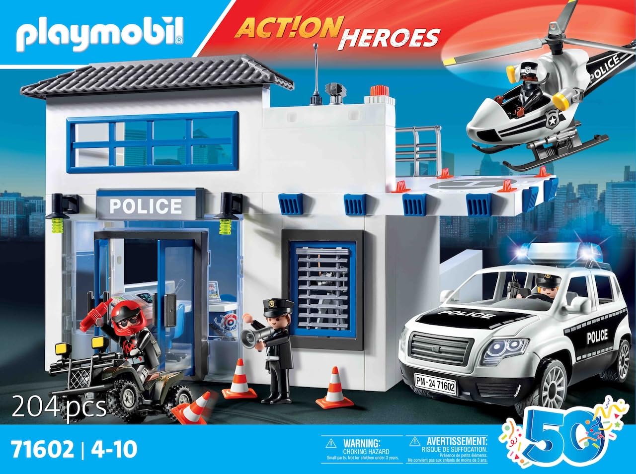 Playmobil Action Heroes 71602 Police Station with Vehicles – 50th Anniversary Edition