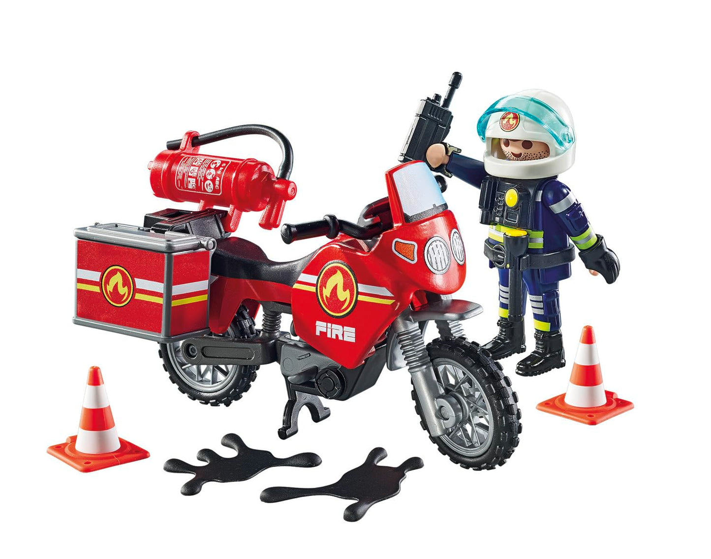 Playmobil Fire Motorcycle & Oil Spill Incident – Rescue Set for Ages 4+