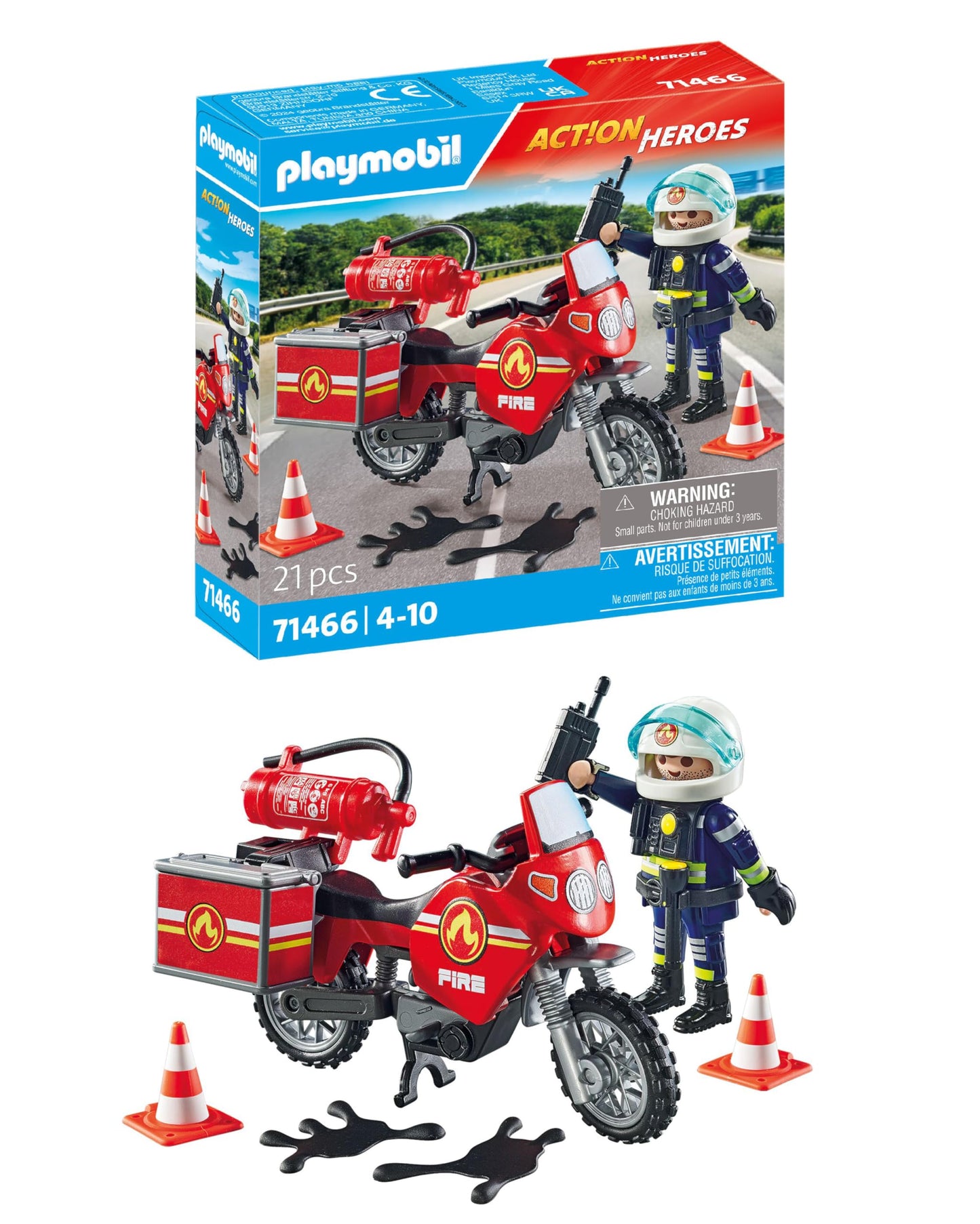 Playmobil Fire Motorcycle & Oil Spill Incident – Rescue Set for Ages 4+
