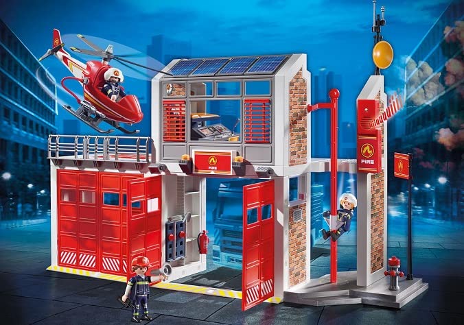 Playmobil Fire Station Playset – Interactive Emergency Response with Helicopter and Bunk Beds