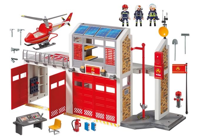 Playmobil Fire Station Playset – Interactive Emergency Response with Helicopter and Bunk Beds