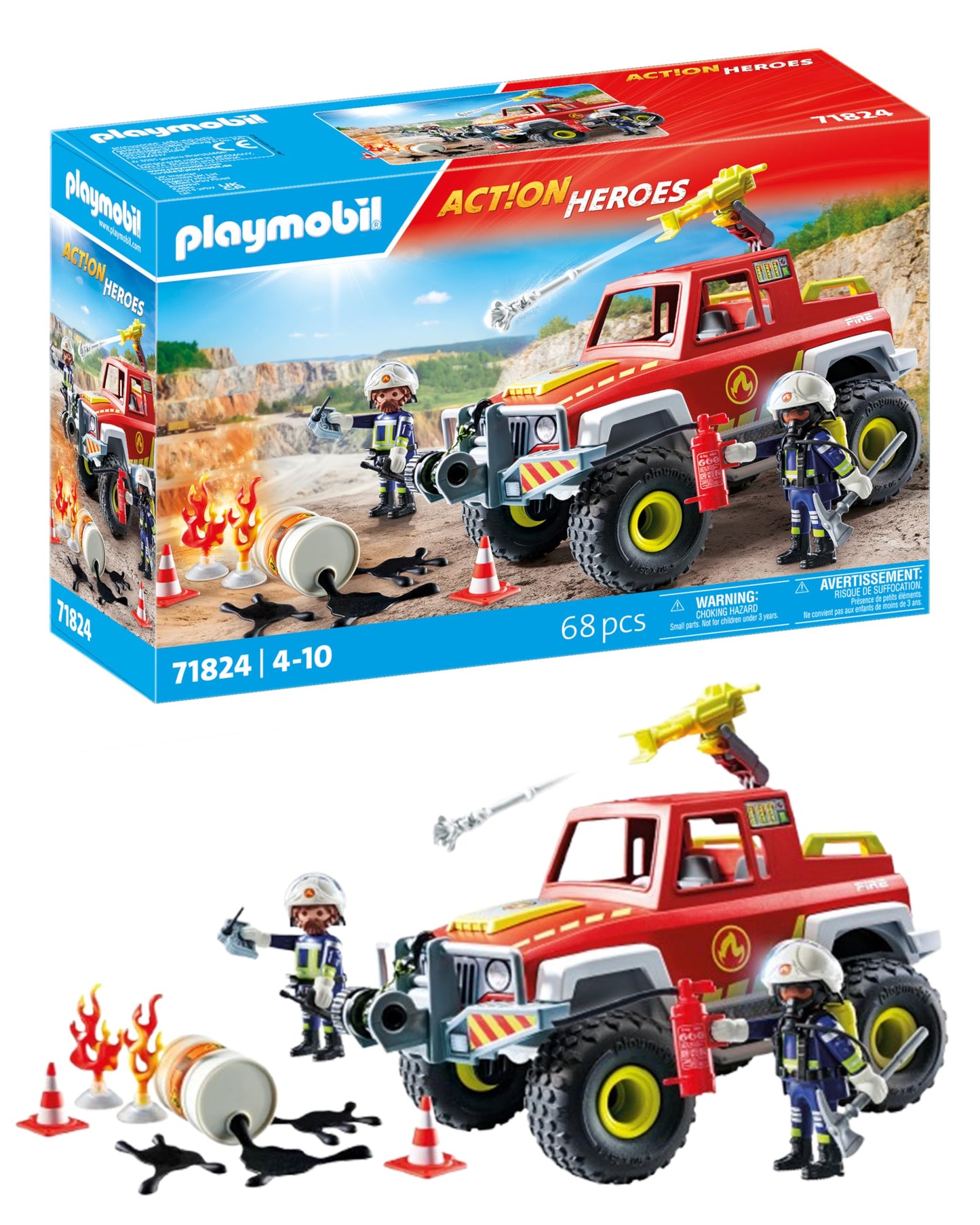 PLAYMOBIL Action Heroes 71824 Fire Truck – Durable Fire Engine Toy for Kids Aged 4+