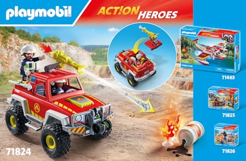 PLAYMOBIL Action Heroes 71824 Fire Truck – Durable Fire Engine Toy for Kids Aged 4+