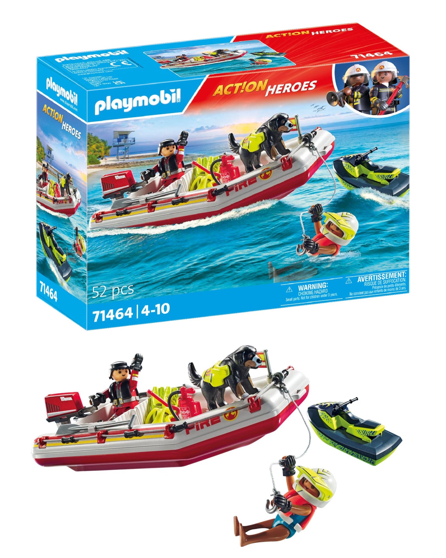 Playmobil Fireboat with Aqua Scooter – Water Rescue Toy Set for Kids Aged 4–10
