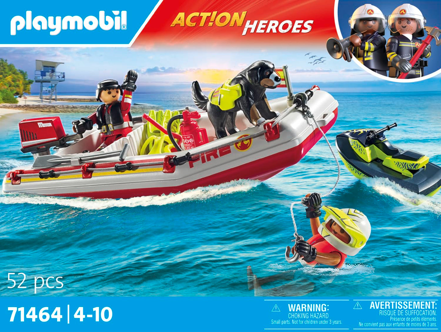 Playmobil Fireboat with Aqua Scooter – Water Rescue Toy Set for Kids Aged 4–10
