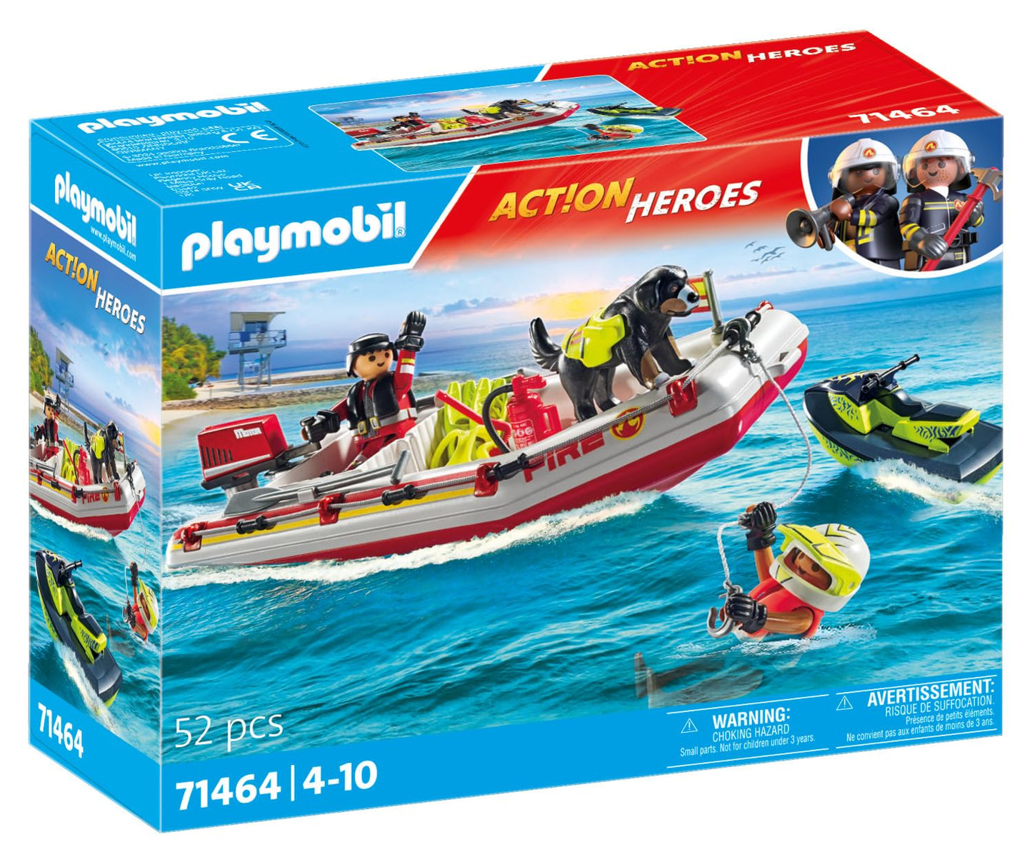 Playmobil Fireboat with Aqua Scooter – Water Rescue Toy Set for Kids Aged 4–10