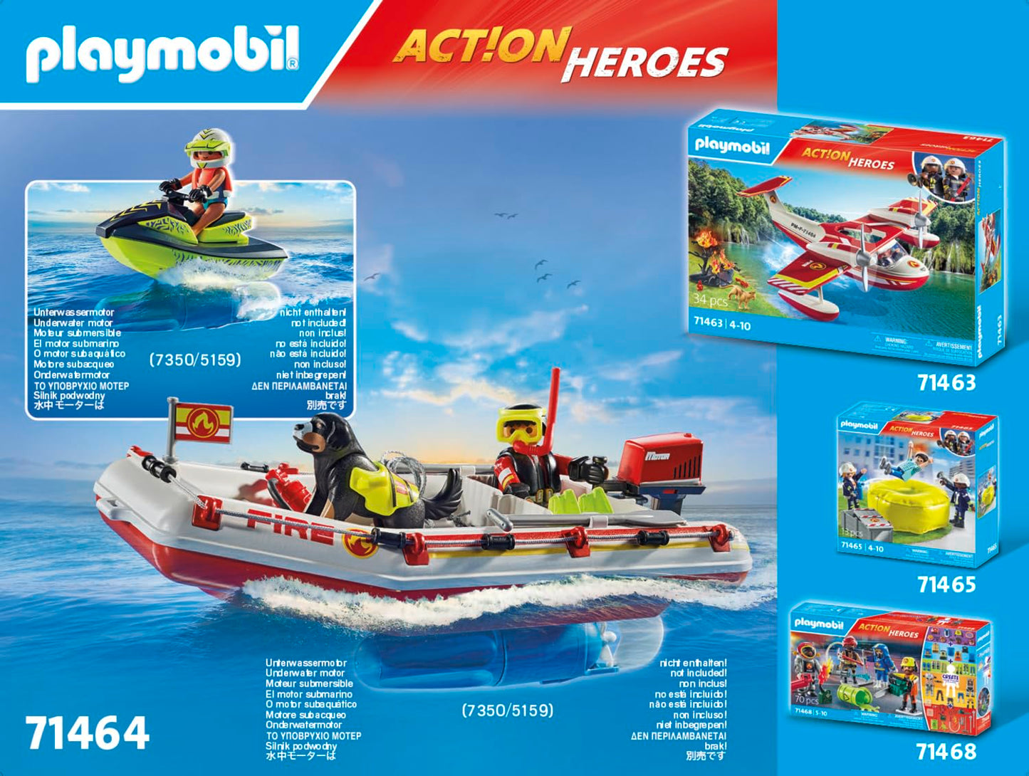 Playmobil Fireboat with Aqua Scooter – Water Rescue Toy Set for Kids Aged 4–10