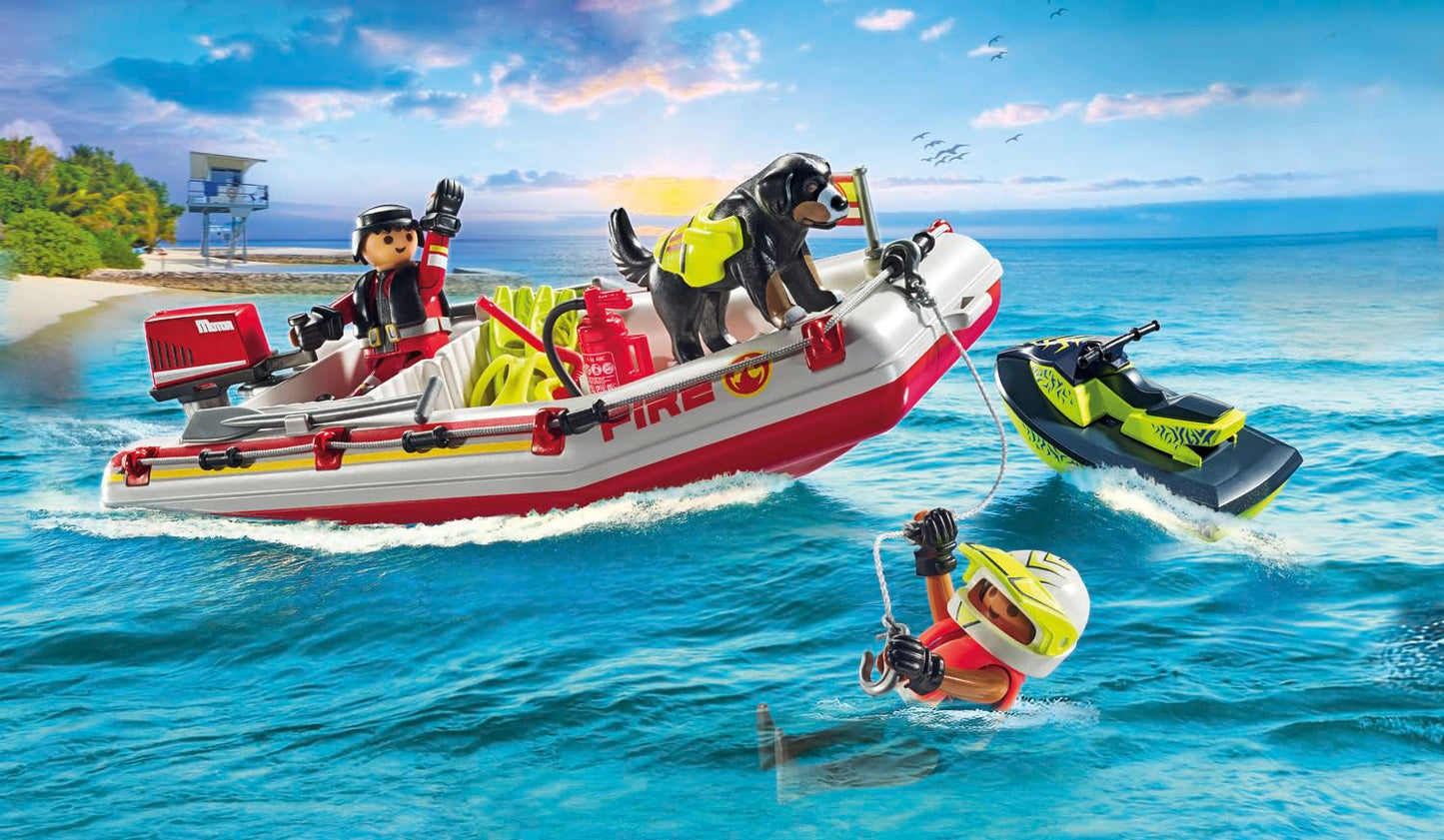 Playmobil Fireboat with Aqua Scooter – Water Rescue Toy Set for Kids Aged 4–10