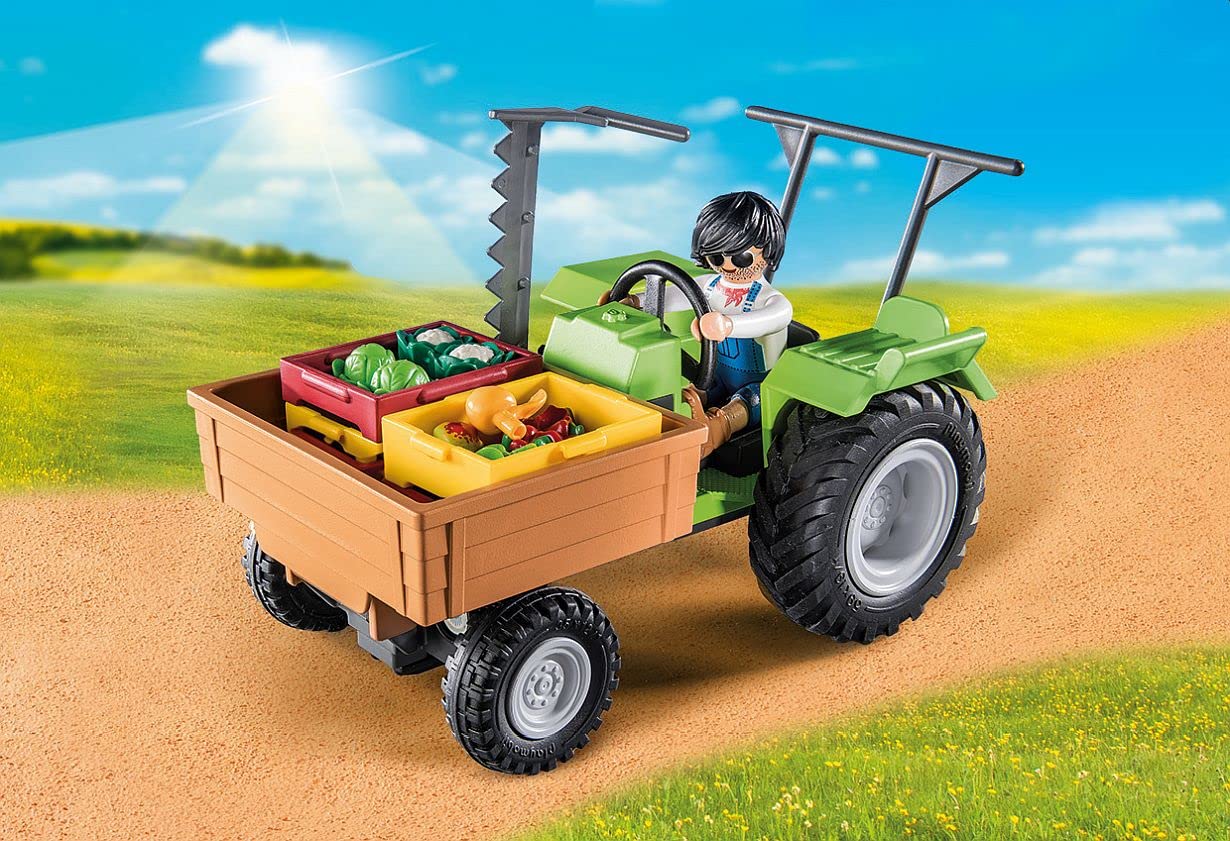 Playmobil Harvester Tractor with Trailer – Farm Playset for Ages 4-10