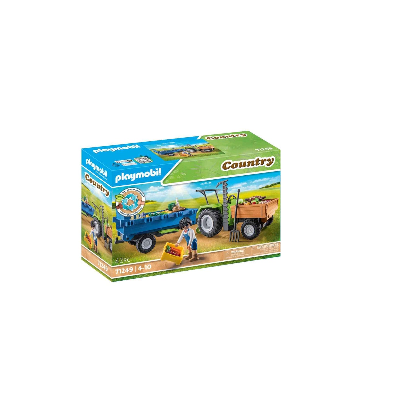 Playmobil Harvester Tractor with Trailer – Farm Playset for Ages 4-10