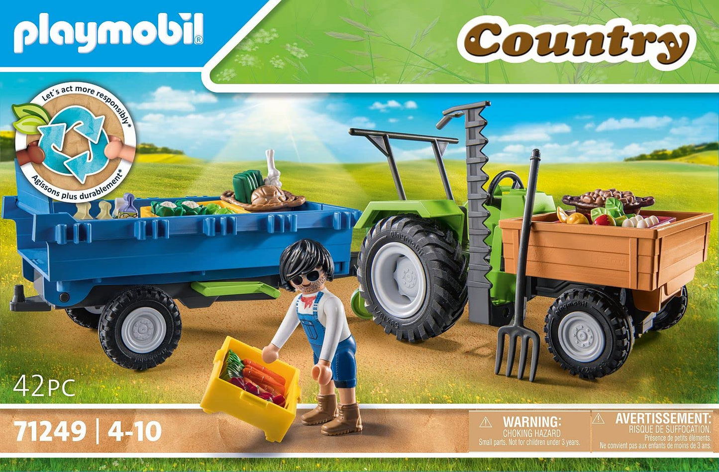 Playmobil Harvester Tractor with Trailer – Farm Playset for Ages 4-10