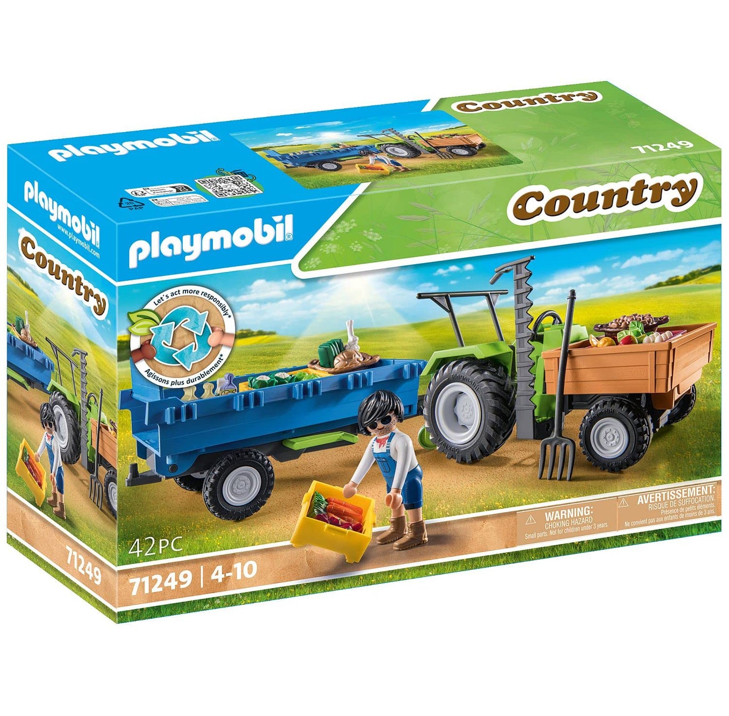 Playmobil Harvester Tractor with Trailer – Farm Playset for Ages 4-10