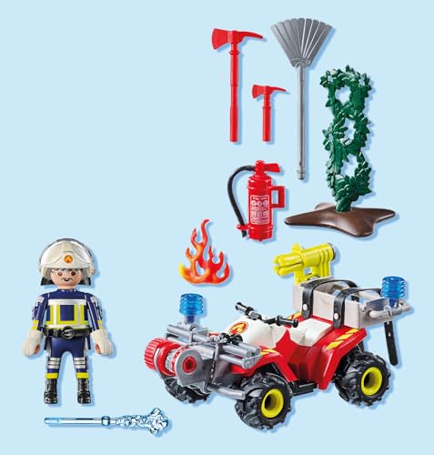 PLAYMOBIL Action Heroes Fire Brigade Quad Extinguishes Hedge Fire – 71825
