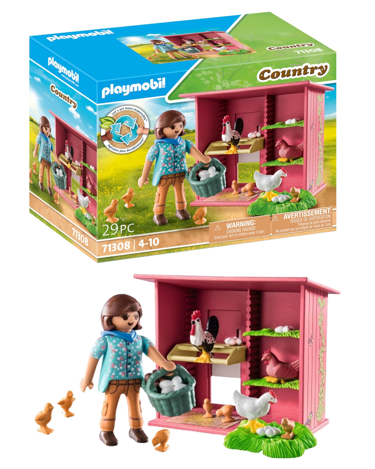 Playmobil Hen House – Eco-Friendly Farm Playset with Nesting Options