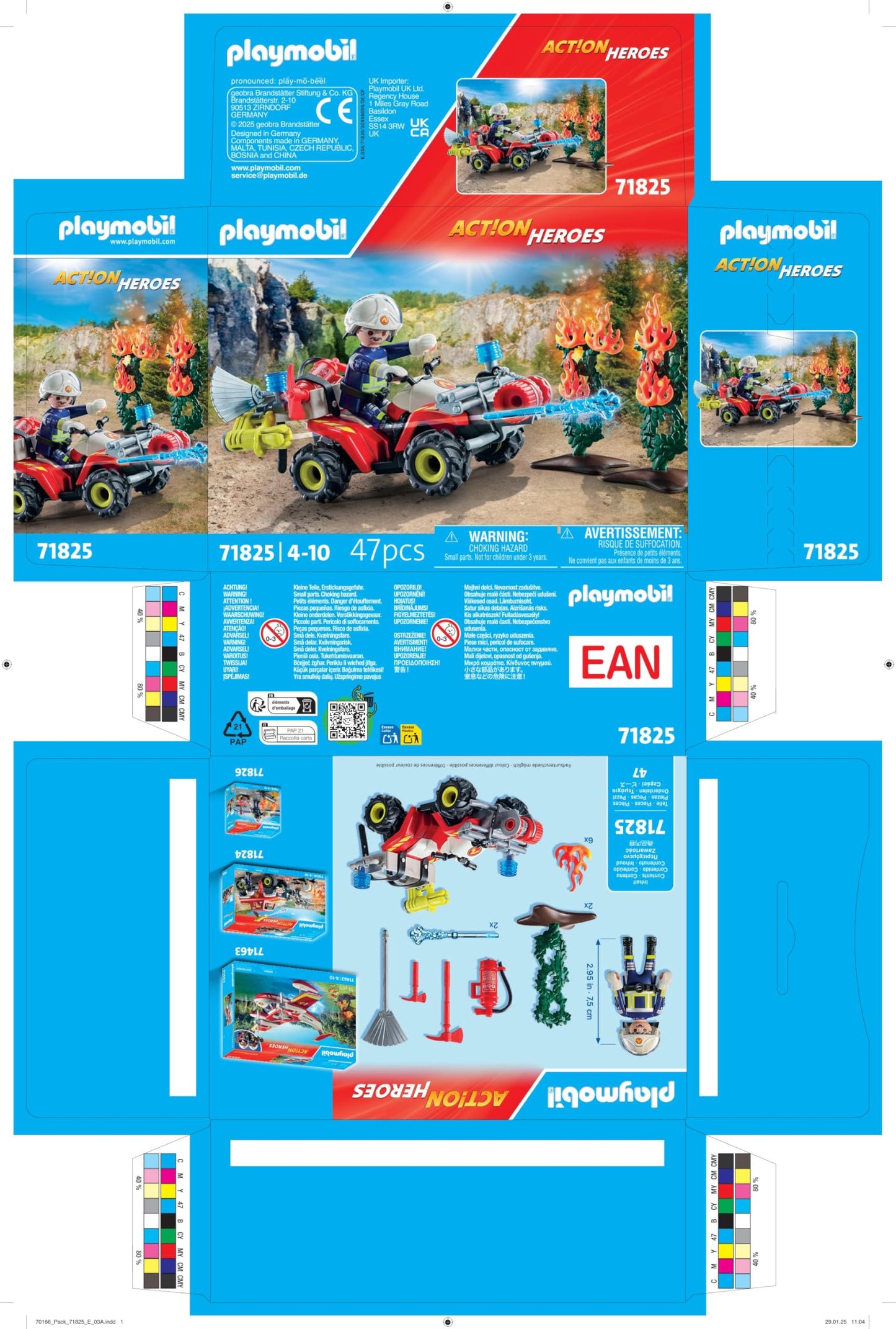 PLAYMOBIL Action Heroes Fire Brigade Quad Extinguishes Hedge Fire – 71825
