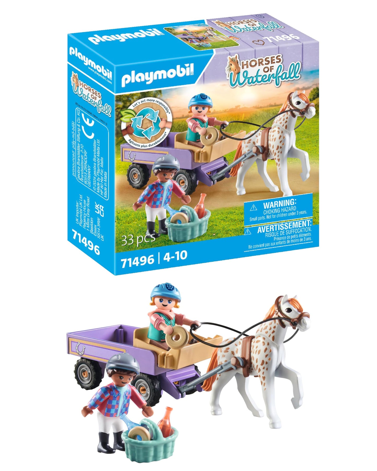 PLAYMOBIL Horses of Waterfall 71496 Carriage with Pony – Adventure Playset for Kids 4+