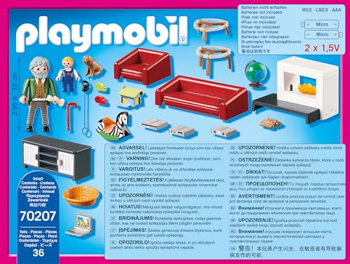 Playmobil Comfortable Living Room Furniture Pack – Illuminated Fireplace & Sofa Bed