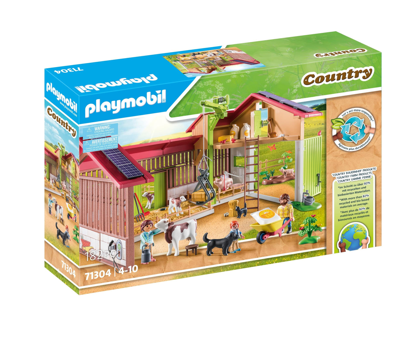 Playmobil Large Farm – Solar-Powered Farm Set with Crane and Animals