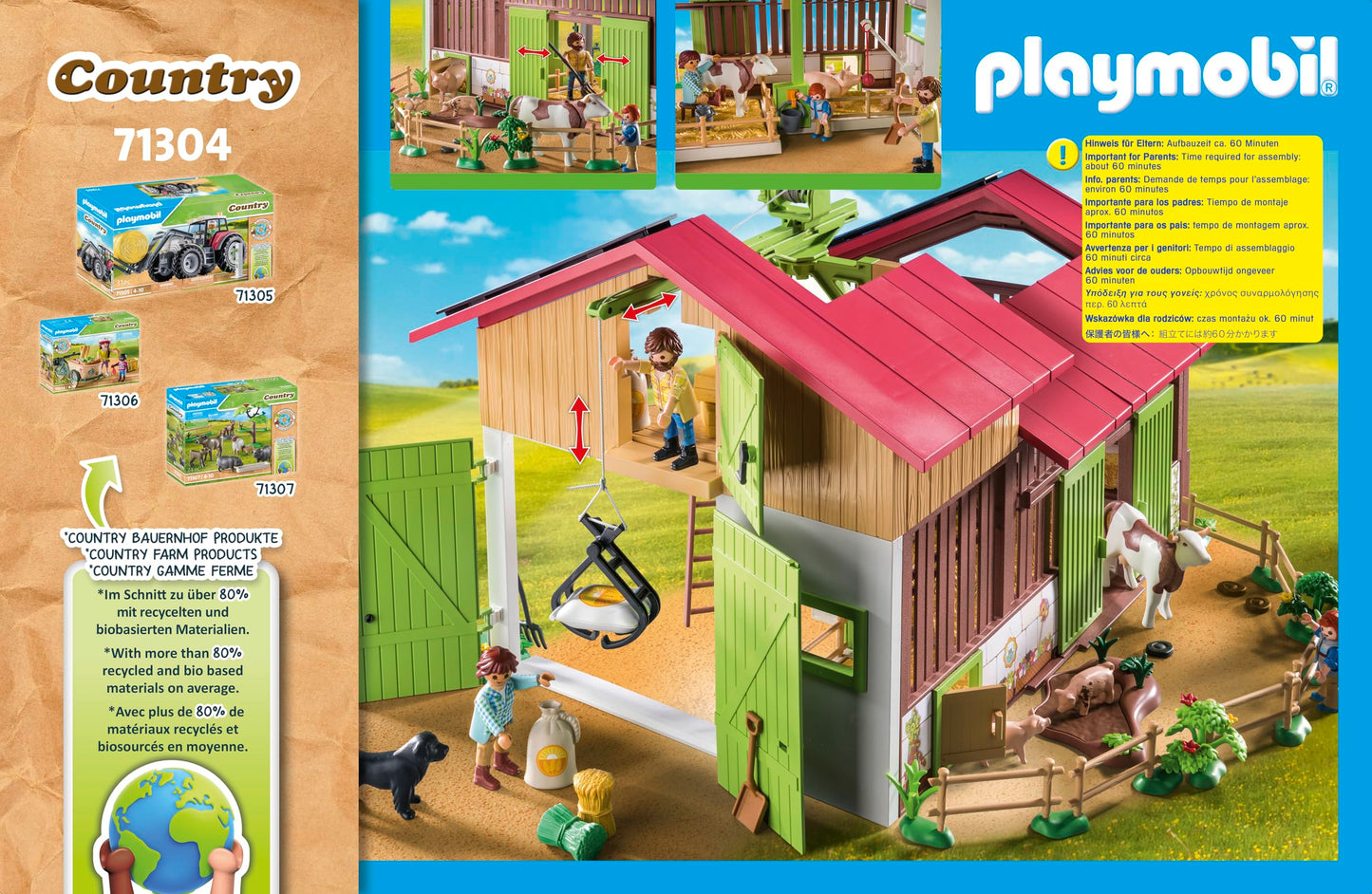 Playmobil Large Farm – Solar-Powered Farm Set with Crane and Animals