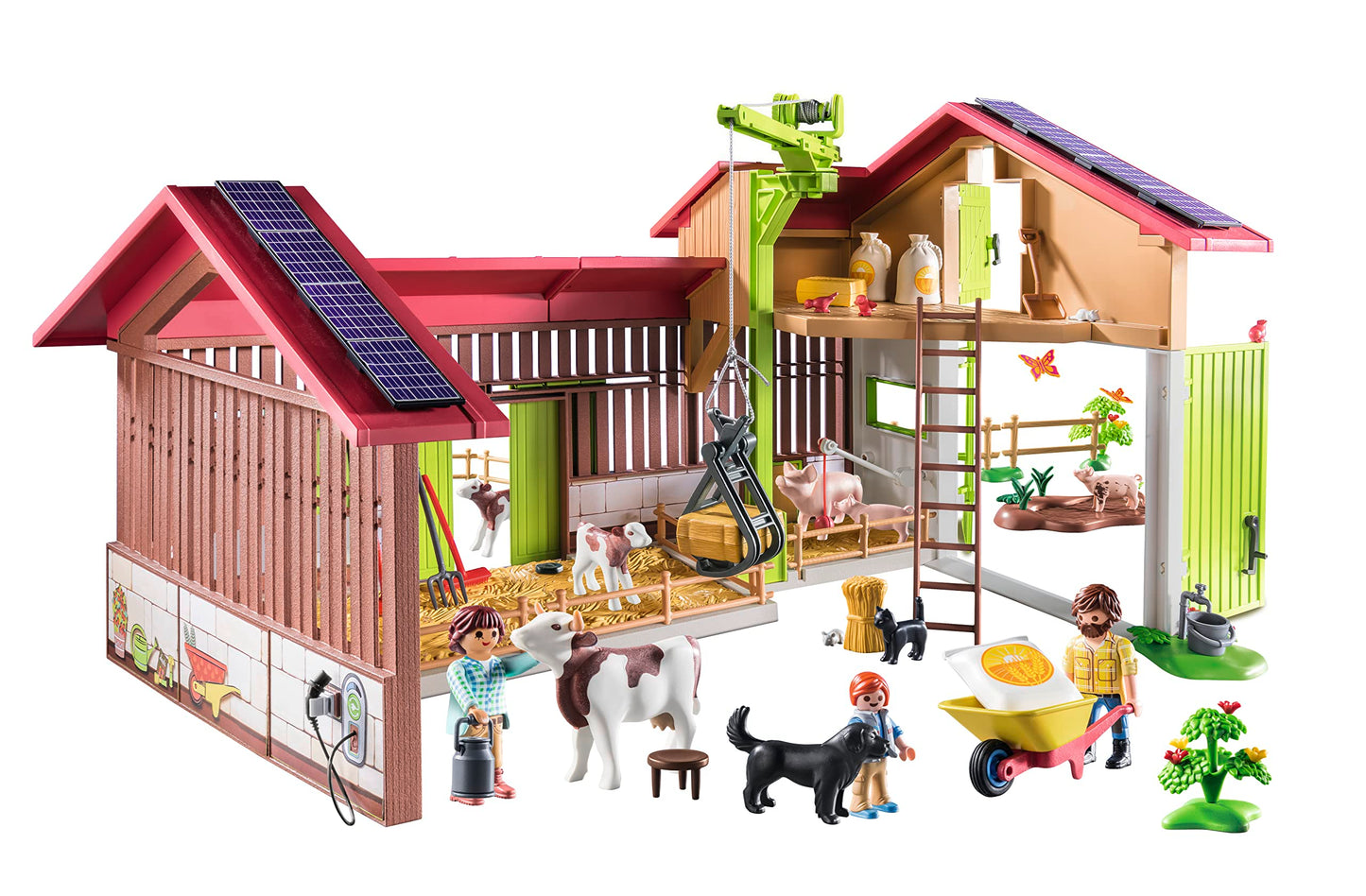 Playmobil Large Farm – Solar-Powered Farm Set with Crane and Animals
