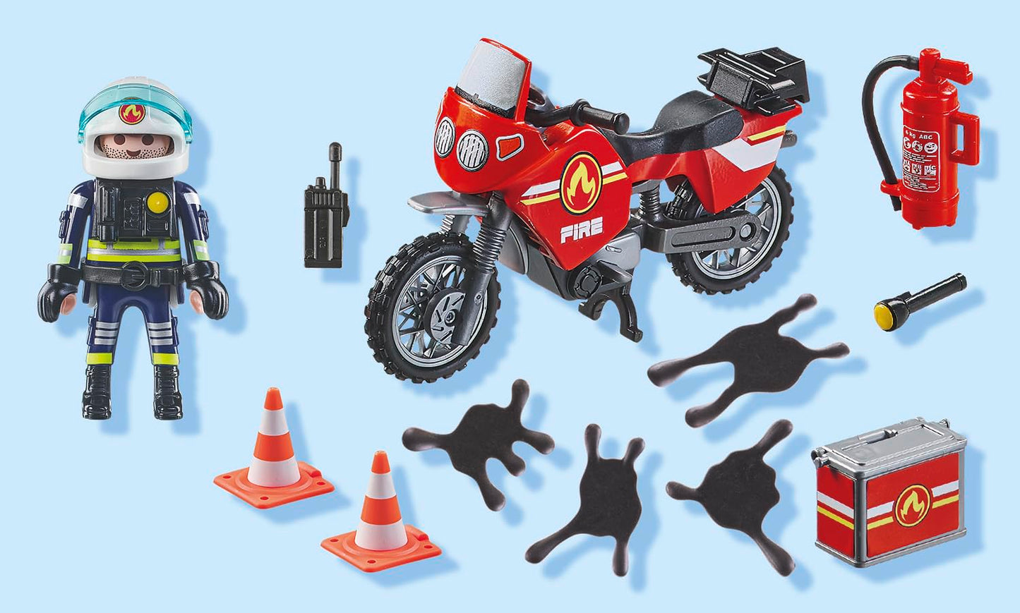 Playmobil Fire Motorcycle & Oil Spill Incident – Rescue Set for Ages 4+