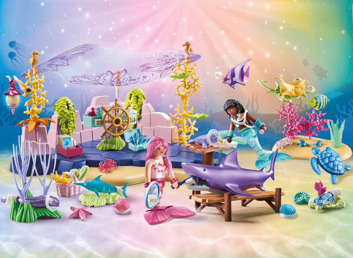 Playmobil Mermaid Animal Care | Underwater World Playset for Kids 4-10