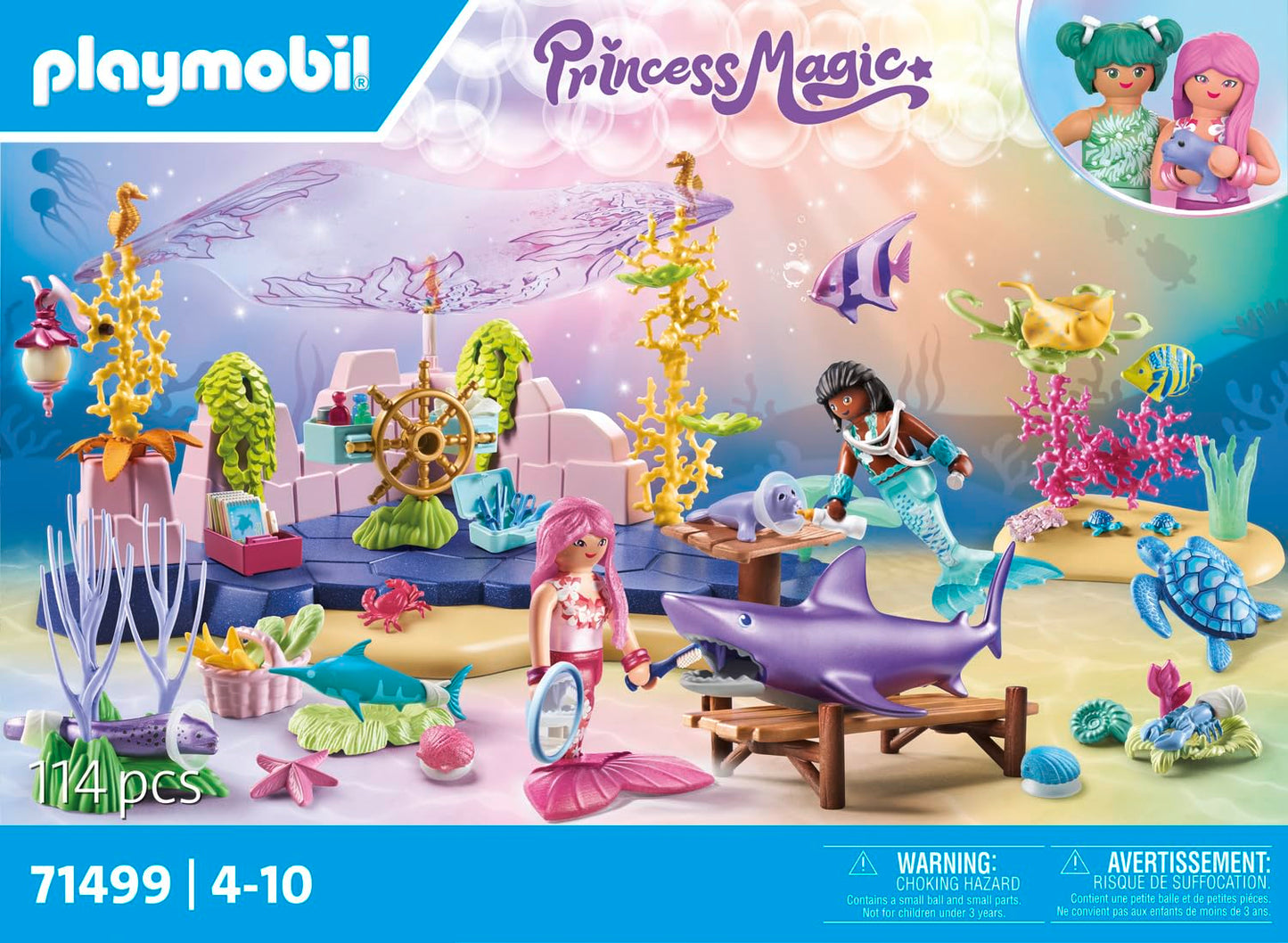 Playmobil Mermaid Animal Care | Underwater World Playset for Kids 4-10