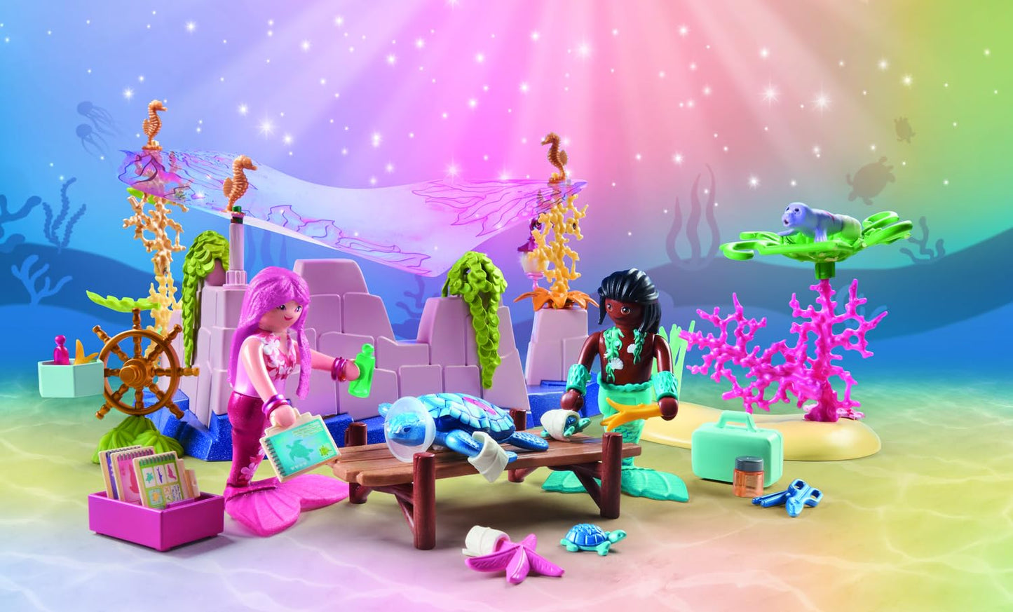 Playmobil Mermaid Animal Care | Underwater World Playset for Kids 4-10