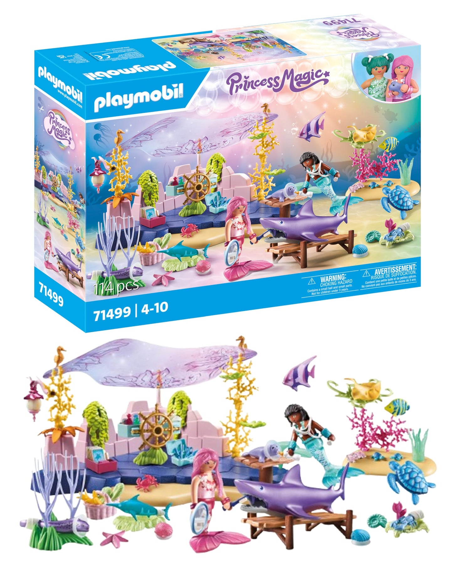 Playmobil Mermaid Animal Care | Underwater World Playset for Kids 4-10