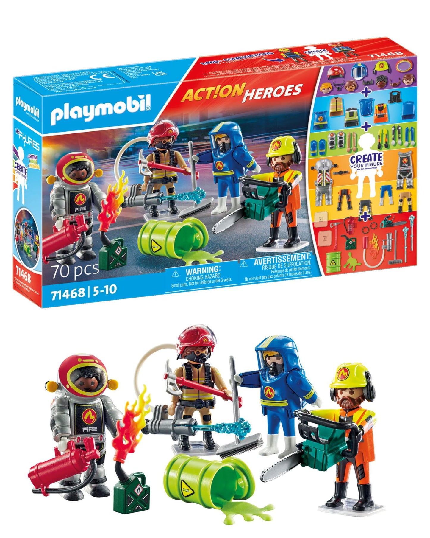 Playmobil My Figures Fire Brigade – 4 Firefighters, 70-Piece Kit