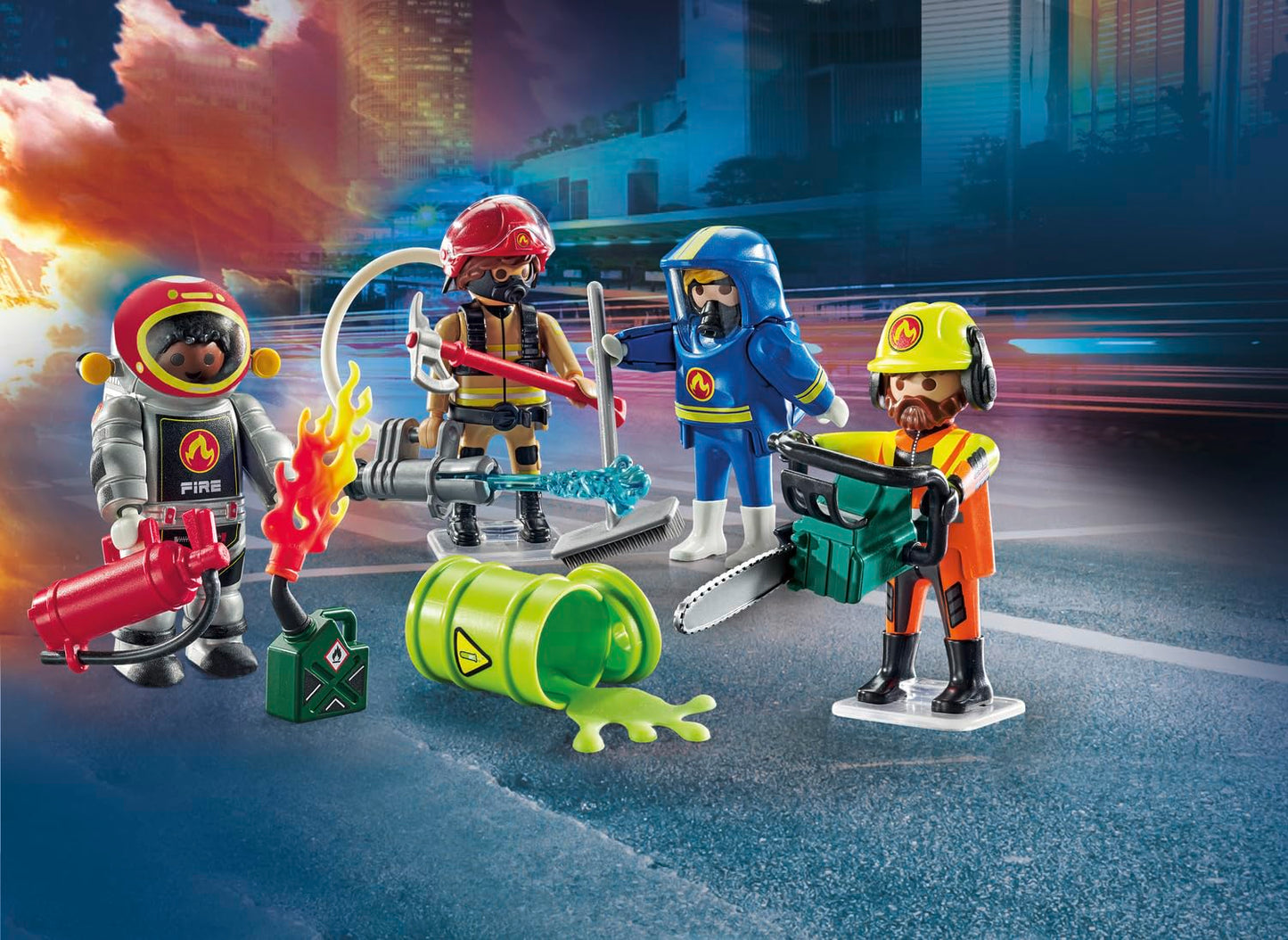 Playmobil My Figures Fire Brigade – 4 Firefighters, 70-Piece Kit