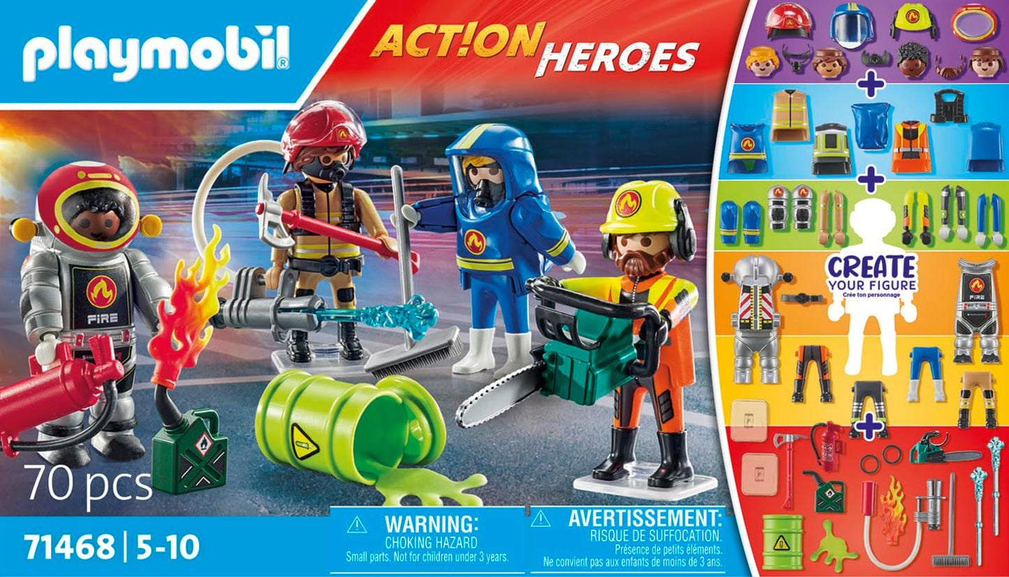 Playmobil My Figures Fire Brigade – 4 Firefighters, 70-Piece Kit