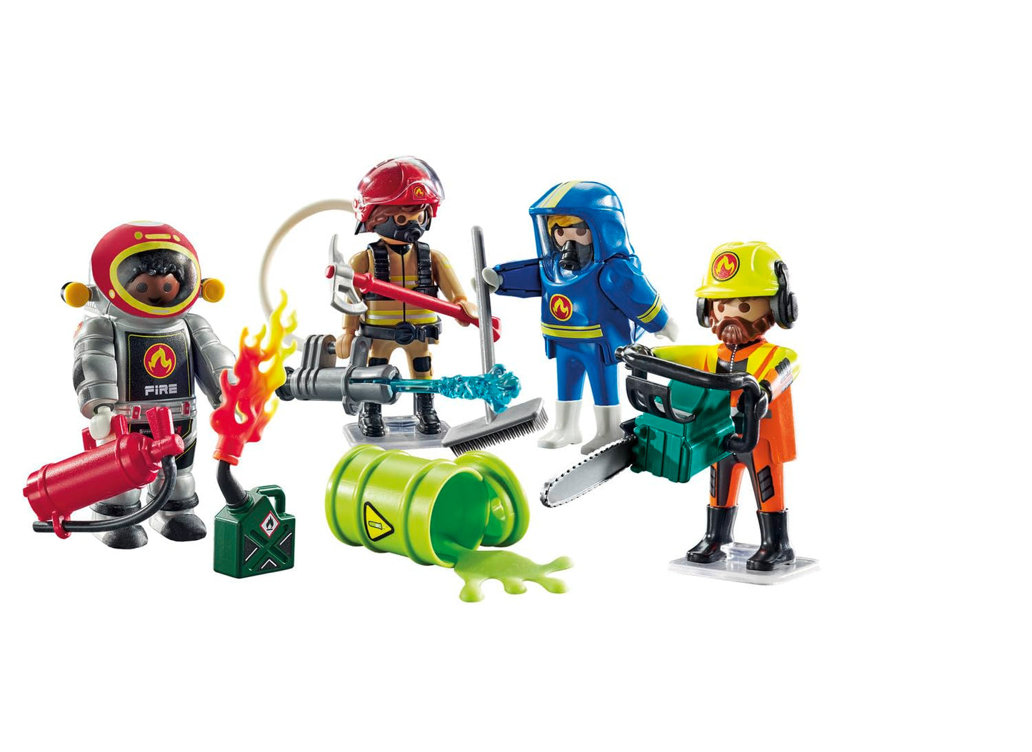 Playmobil My Figures Fire Brigade – 4 Firefighters, 70-Piece Kit