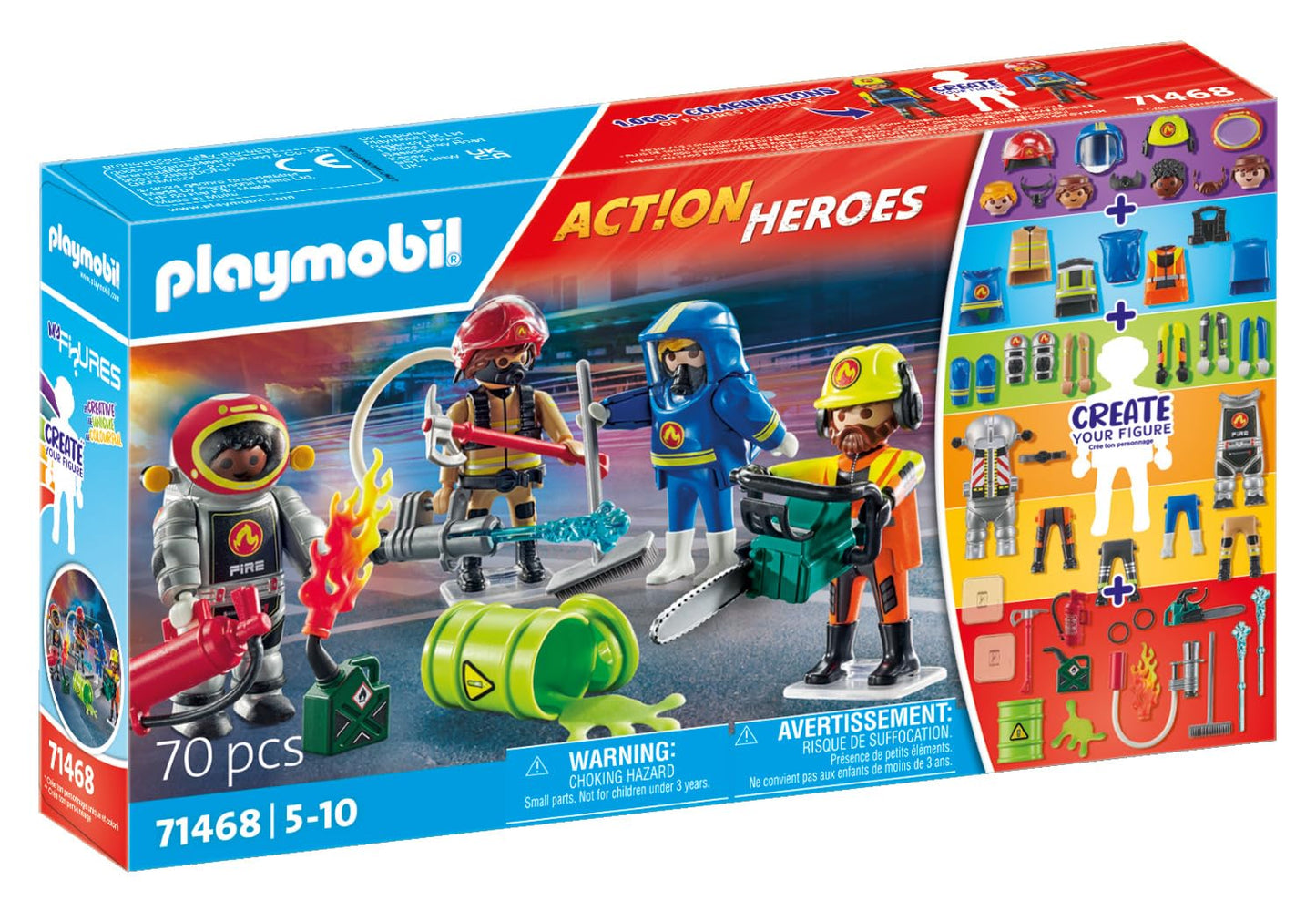 Playmobil My Figures Fire Brigade – 4 Firefighters, 70-Piece Kit