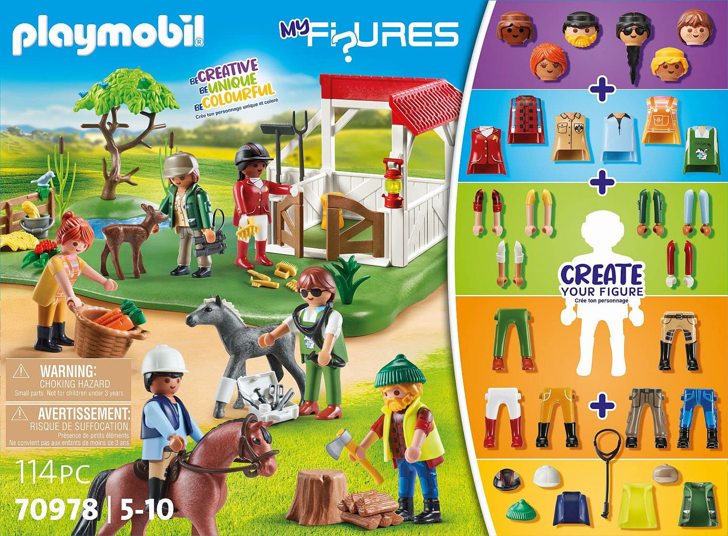 Playmobil My Figures: Horse Ranch — Mix & Match Figures, Stable Play Set for Ages 5–10