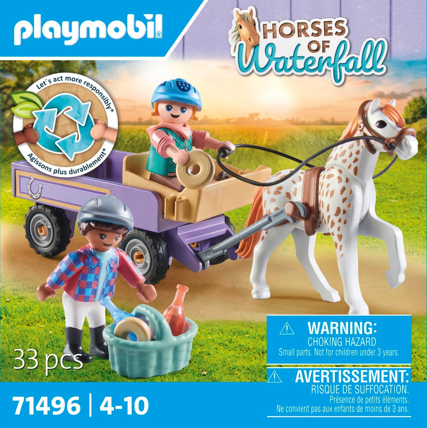 PLAYMOBIL Horses of Waterfall 71496 Carriage with Pony – Adventure Playset for Kids 4+
