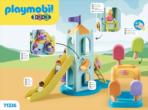 Playmobil 1.2.3 Adventure Tower with Ice Cream Booth | Toddler-Friendly Playset