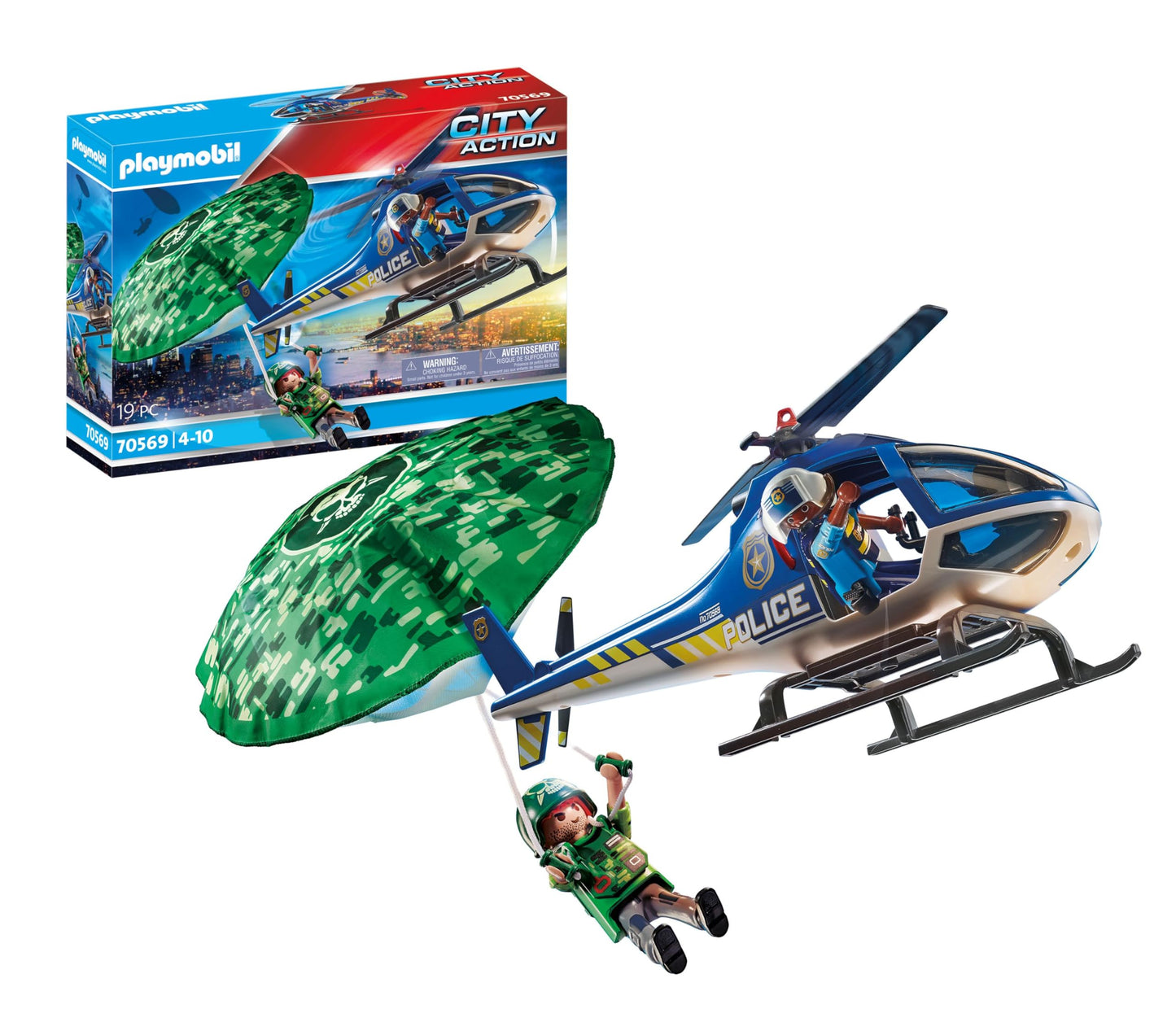 Playmobil Police Parachute Search Set | Air Patrol Toy for Ages 4-10