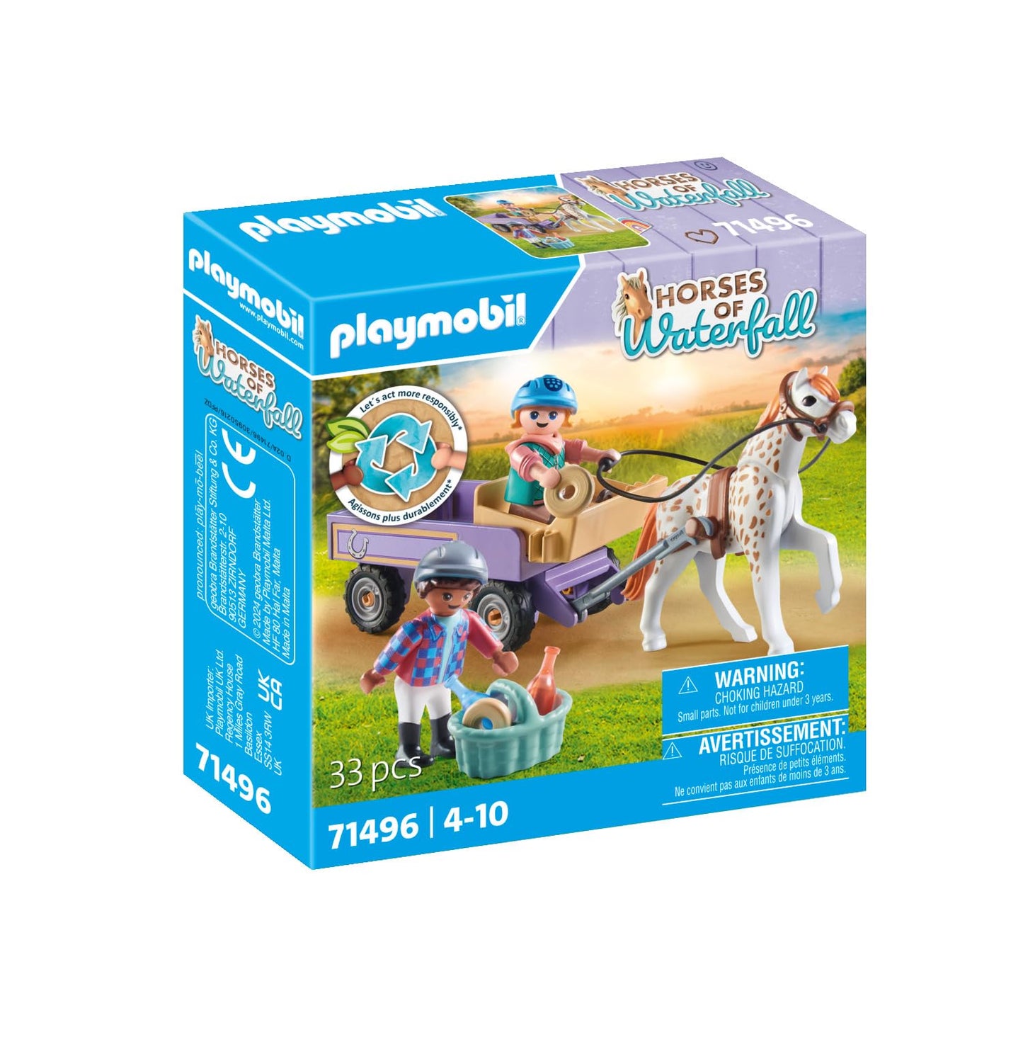 PLAYMOBIL Horses of Waterfall 71496 Carriage with Pony – Adventure Playset for Kids 4+