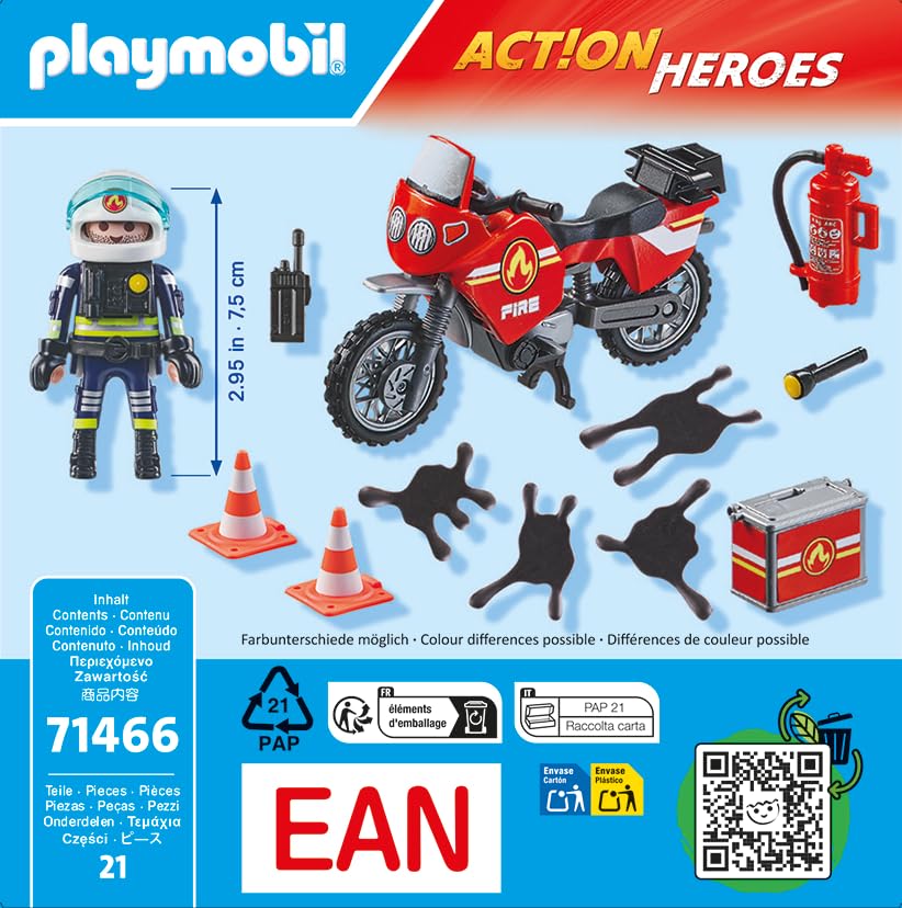 Playmobil Fire Motorcycle & Oil Spill Incident – Rescue Set for Ages 4+