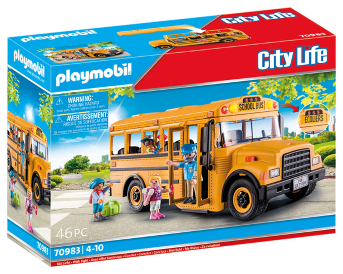 Playmobil School Bus with Accessories and 4 Figures – Realistic Lights