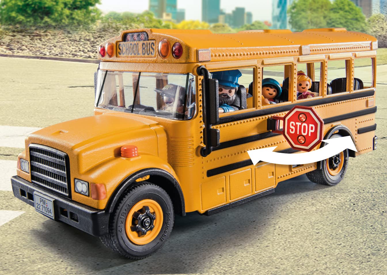 Playmobil School Bus with Accessories and 4 Figures – Realistic Lights