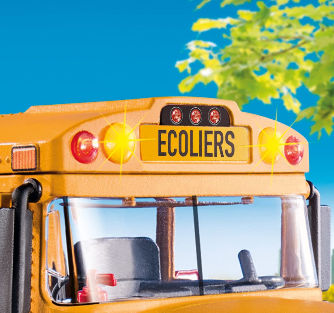Playmobil School Bus with Accessories and 4 Figures – Realistic Lights