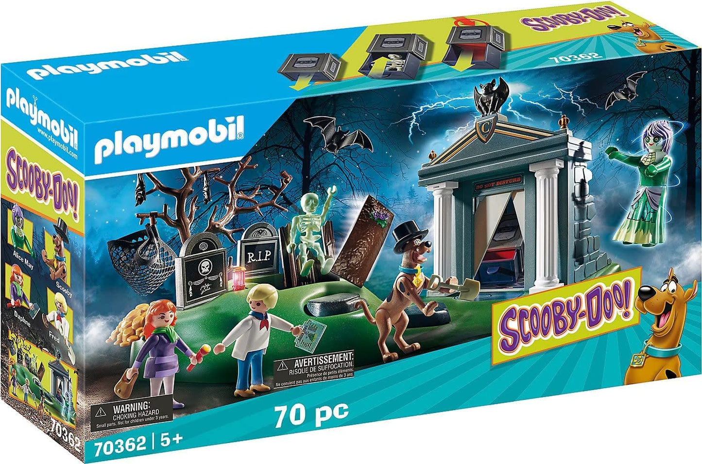 Playmobil Scooby-Doo Cemetery Adventure Playset – Spooky Mystery with Glow Skeleton