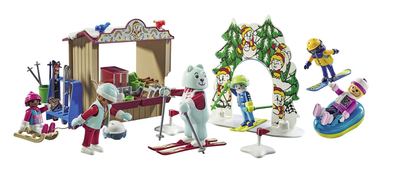 Playmobil Ski World: Winter Ski Set for Kids 4-10 | Snow Fun & Snack Stand