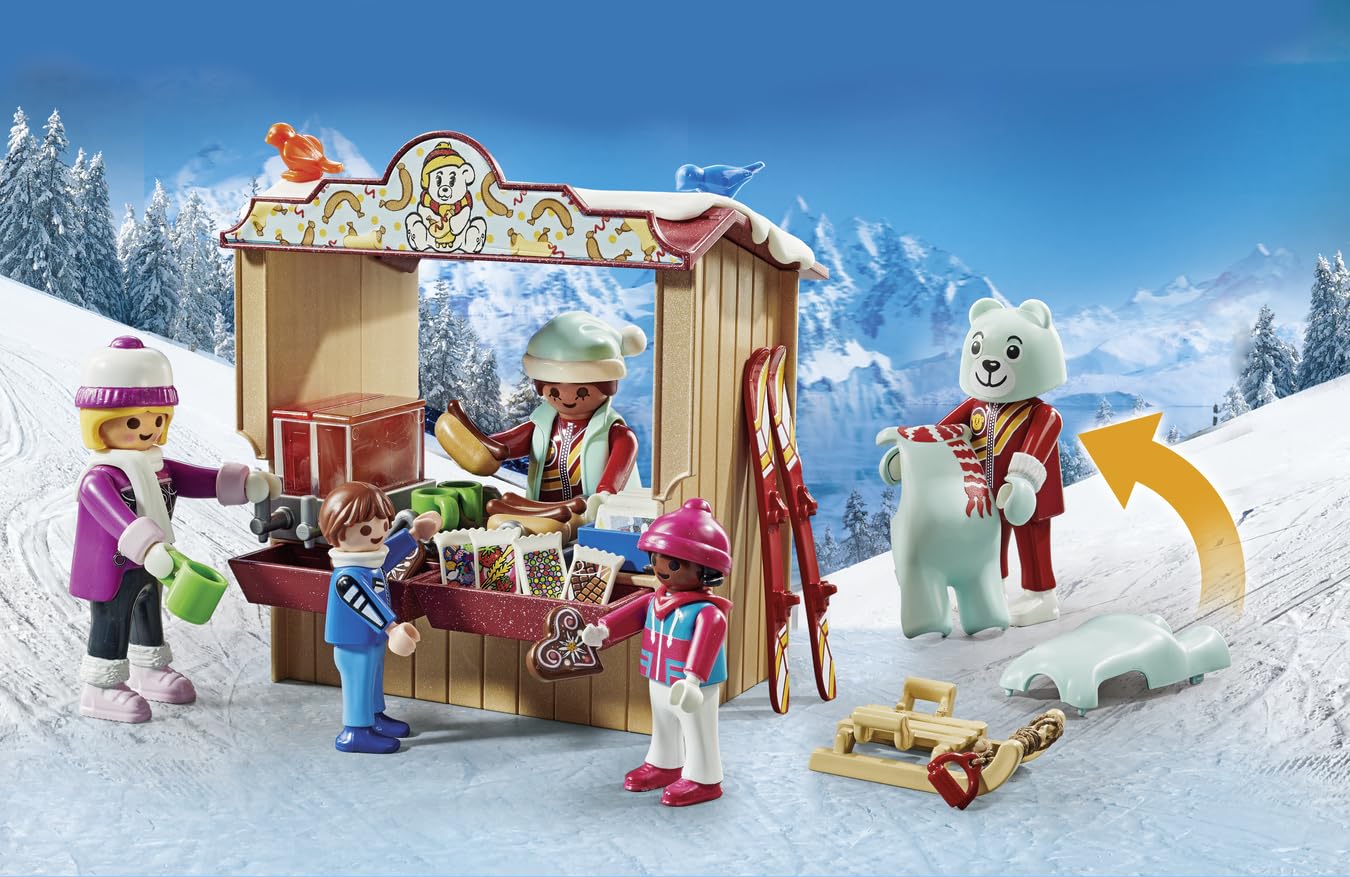 Playmobil Ski World: Winter Ski Set for Kids 4-10 | Snow Fun & Snack Stand